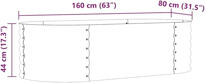 vidaXL Green Garden Raised Bed 63 x 31.5 x 17.3 in Made of Galvanized Steel with Modern Design for Outdoor Use Planter Container for Vegetable Flower Herb Gardening Patio