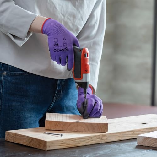 Safety Work Gloves for Men Women (Purple / Large)