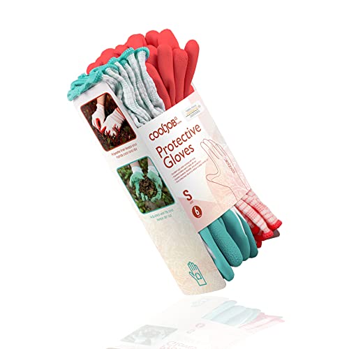 Gardening Gloves for Women and Ladies (Bright Red, Mint Green / Small (Pack of 6))