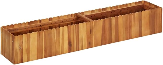 Raised Bed Medium Solid Acacia Wood, Natural Wood Color for Garden, Landscape, Walls, Wire, Welded