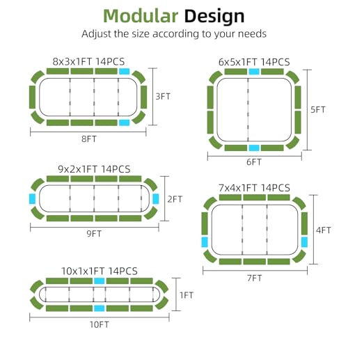 6-in-1 Modular Raised Garden Bed-8x3x1ft Adjustable 6 Sizes (Green / 8×3×1FT)
