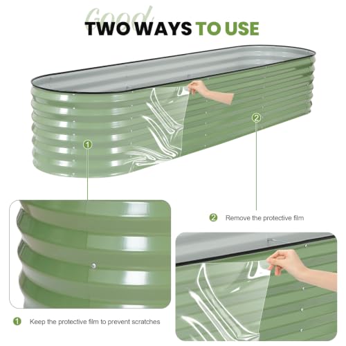 Raised Garden Beds Galvanized (Oliver Green / 8×2×1.4ft (1 Pack))