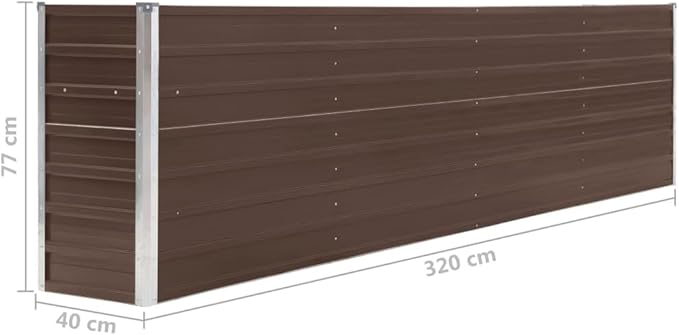 Raised Garden Bed,Vegetable Trellis, Large Planter Box for Growing Flowers, Porch and Fruits, Herbs, Decks, Patios 126"X15.7"X30.3" Galvanized Steel Brown