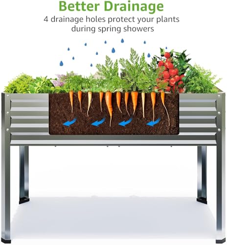 2PCS Galvanized Raised Garden Beds with Legs 48x24x32in (2 PCS)