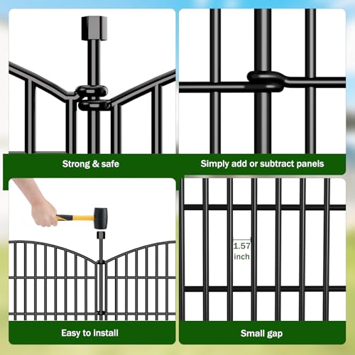 5 Panel No Dig Decorative Garden Fence 48" H x 11.4'L Outdoor Dog Barrier (48 in(H) X 11.4 ft(L))