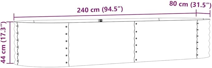 vidaXL Modern Galvanized Steel Garden Raised Bed 94.5In X 31.5In 17.3In Outdoor Metal Planter Durable Brown Finish Perfect for Vegetables and Flowers Stylish Home Gardening Solution Hive Oval Design