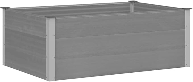 Grey Wood-Plastic Composite Garden Raised Bed 59.1x39.4x21.3 in, Modern Rectangular Planter Box for Flowers Vegetables Herbs, Durable Outdoor Patio Container with Easy