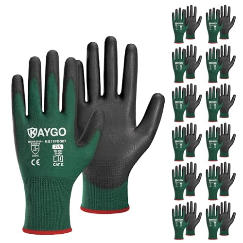 Safety Work Gloves for Men Women (Dark Green / Small)