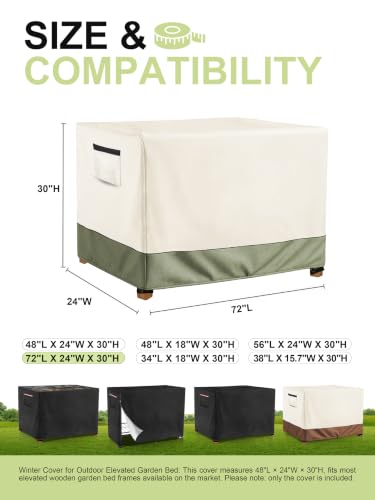 Outdoor Raised Garden Bed Cover for Winter (Beige & Green / 72 x 24 x 30)
