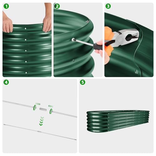 8×2×1.5ft Galvanized Raised Garden Bed Kit (Green / 8x2x1.5ft)