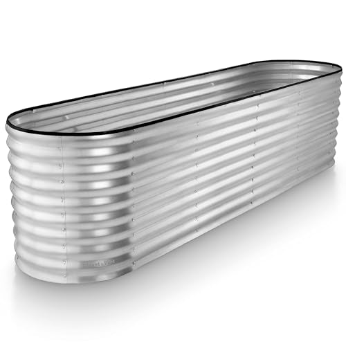 Galvanized Raised Garden Beds Outdoor (Silver / 8×2×2 Ft)