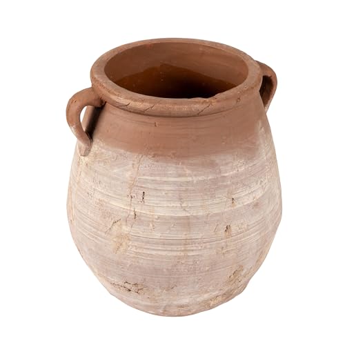 Large Orange & Whitewashed Terracotta Urn (Orange and Whitewashed)