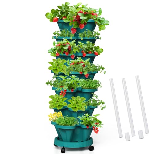 Strawberry Vertical Planters Tower Garden (Hunter Green / 7 Tier-1 Pack)