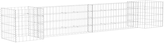 Galvanized Steel H-Shaped Gabion Planter Raised Bed,Outdoor Garden Galvanized Steel Wire Mesh Grid Stone Wall Flower Raised Bed for Vegetables Flowers Plants, 102.4"x15.7"x15.7"
