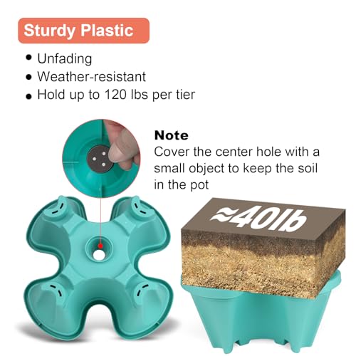 Vertical Planter Tower (Teal / 5 Tier)