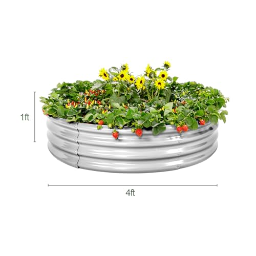 Galvanized Raised Garden Bed 2Pcs (4×4×1ft（2-Pack） / 1-silver)