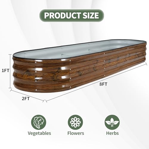 Galvanized Raised Garden Bed Outdoor (Grain / 8×2×1ft（2pcs）)
