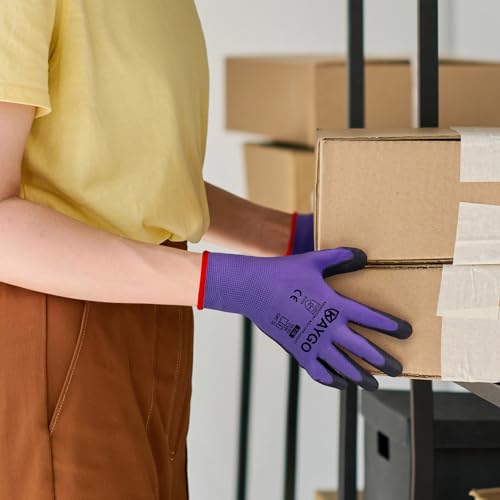 Safety Work Gloves for Men Women (Purple / Large)