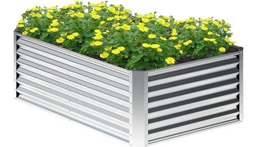 4x2x2FT Galvanized Raised Garden Bed (4x2x2FT(1PCS) / Silver)