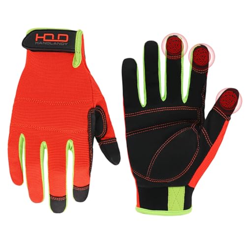 Work Gloves for Men & Women (Orange Black (1 Pair) / X-Large)
