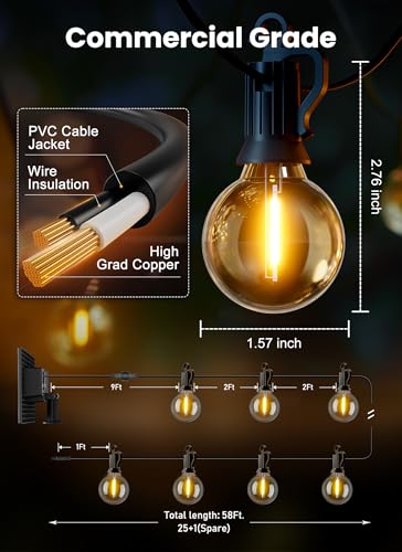 58FT 26 LED Solar String Lights Outdoor (58FT B)