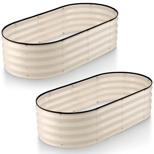 Galvanized Raised Garden Beds Outdoor (White)