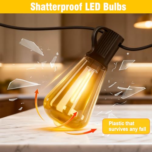 Solar String Lights Outdoor Waterproof Lights with Remote & Timer (Warm White / 50FT)