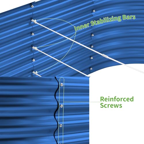 6x3x3ft Oval Galvanized Raised Garden Beds (Royal Blue / 6x3x3ft)