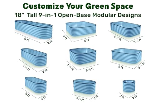 9-in-1 Galvanized Steel Raised Garden Bed // 8×2×1.5 ft Modular Planter for Gardening, Vegetables, Flowers // 18" Tall Metal Raised Garden Beds Outdoor (Teal) // Patented Design Planter Box (Teal / 8x2x1.5 ft)