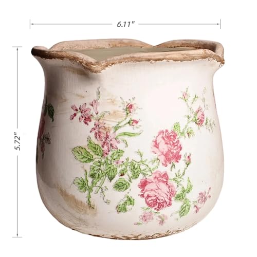 Shabby Chic Flower Pot (Rose Floral)