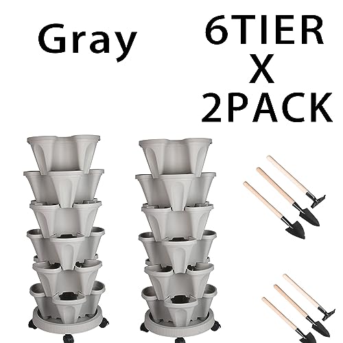 Vertical Planter Tower (Gray / 6 Tier)