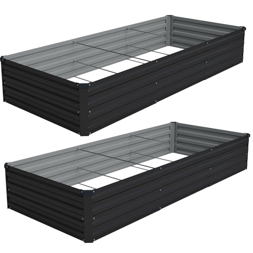 2PCS 9x3x1ft Galvanized Raised Garden Beds Kit (Black / 9x3x1FT(2PCS))