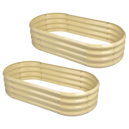 2Pack Galvanized Raised Garden Bed Kit (4×2×1ft(2-pack) / Cream Yellow)