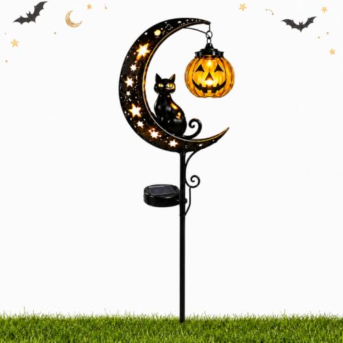 Solar Halloween Black Cat Garden Stake Light