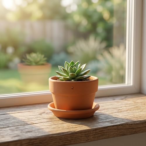 4 Pack Terracotta Pots with Saucer (6x4 Inch)