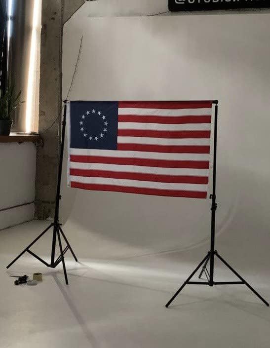 Betsy Ross Flag 3x5 Ft - Heavy Duty Weather Resistant American Flag - Embroidered 13 Stars - Brass Grommets - 2 Rows Of Stitching On Both Sides