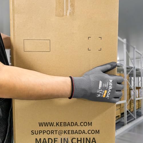 W1 Safety Work Gloves for Men & Women (12 Pairs-light Grey / Medium)
