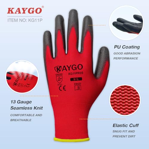 Safety Work Gloves for Men Women (Red / XX-Large)