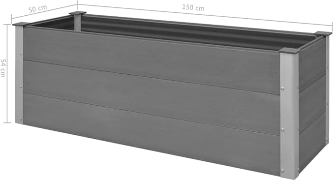 Garden Raised Bed WPC 59.1" x 19.7" x 21.3" Gray,Raised Garden Bed,Outdoor Planters for Flower Herb Garden