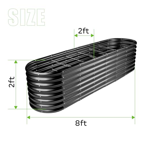 8×2×2ft Galvanized Raised Garden Bed Kit (8×2×2ft / Gray)