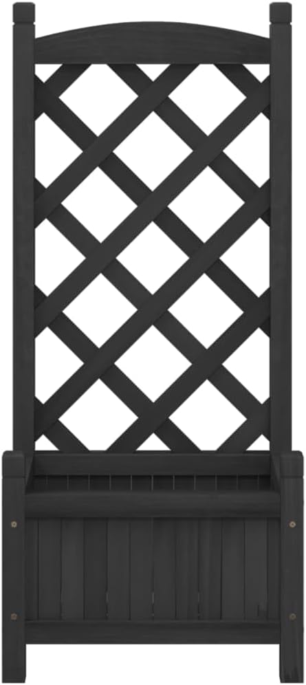 Planter with Trellis Black Solid Wood Fir Raised Garden Bed Outdoor Box for Climbing Plants Garden s Patio Planter Elevated Raised Flower Bed Trellis Fence Panel
