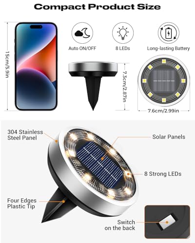2 Pack Solar Lights Outdoor Waterproof (Warm White / 2 Pack)