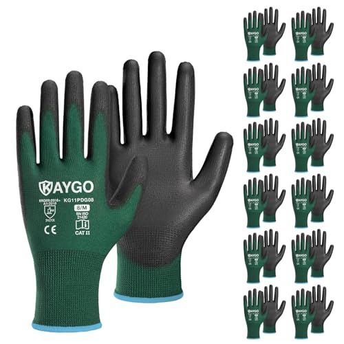 Safety Work Gloves for Men Women (Dark Green / Medium)