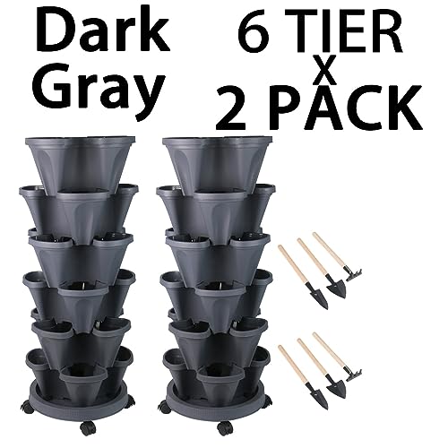 Vertical Planter Tower (Dark Gray / 6 Tier)