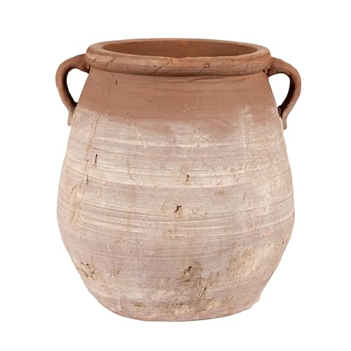 Large Orange & Whitewashed Terracotta Urn (Orange and Whitewashed)