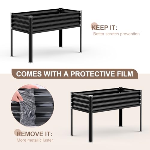 Raised Garden Bed with Legs (Black / 48x24x32in)