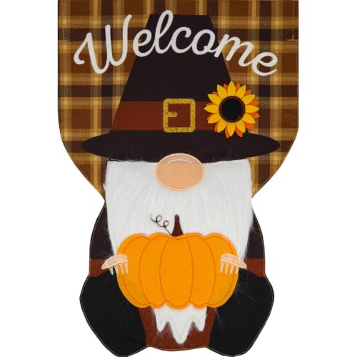 Thanksgiving Garden Flag 12x18 For Outdoor Pilgrim Gnome Burlap For Thanksgiving Garden Flag Flags For Outside