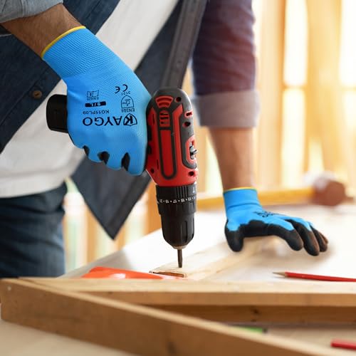 Safety Work Gloves for Men Women (Blue / Large)
