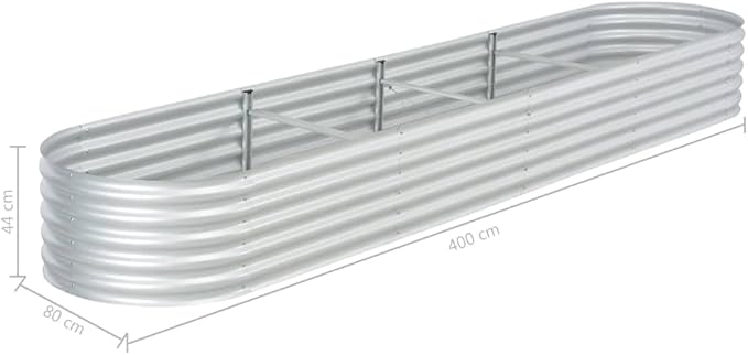 Metal Raised Garden Bed for Vegetables, Outdoor Garden Raised Planter Box, Backyard Patio Planter Raised Beds for Flowers, Herbs, Fruits Garden Raised Bed 157.5"x31.5"x17.3" Galvanised Steel Silver