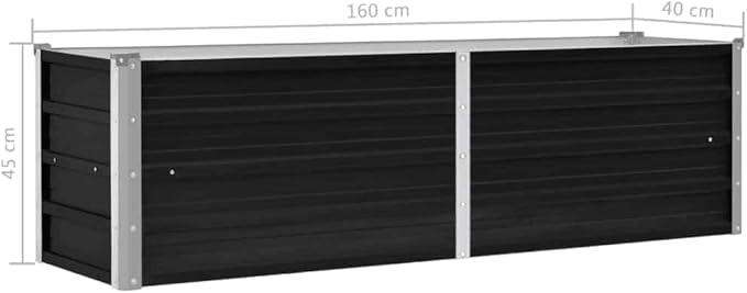 Elevated Box Stand Gardening Box Boxes Garden BedGarden Raised Bed Anthracite 63"x15.7"x17.7" Galvanized Steelfor Patio Balcony backyards